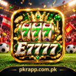 E7777 app interface showing online gaming features, game options, rewards, and user safety information